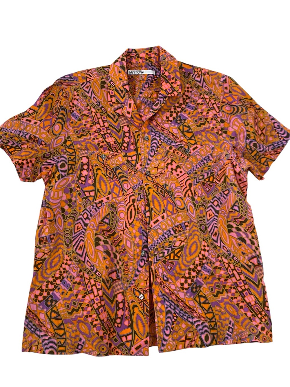 Mr Turk short sleeve button down abstract print mid-century modern sz L